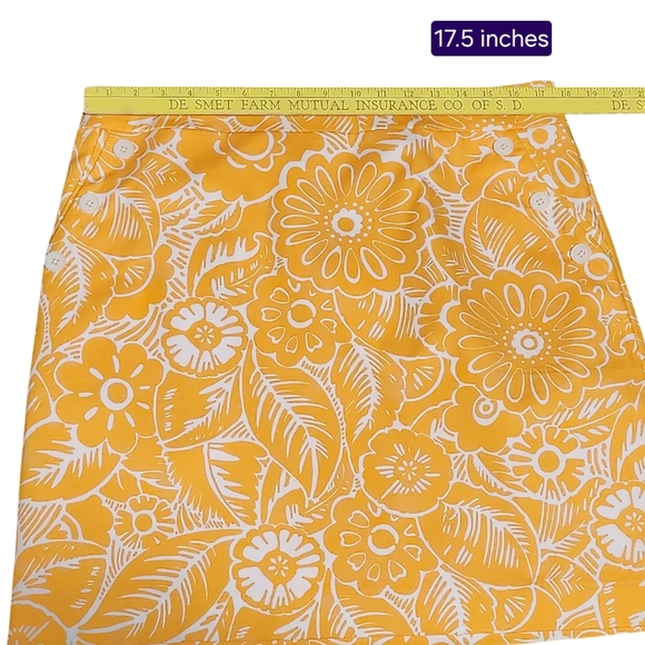 TALBOTS Skirt Womens Size 14 Yellow Floral A Line Retro Vacation Resort Coast - Picture 9 of 14